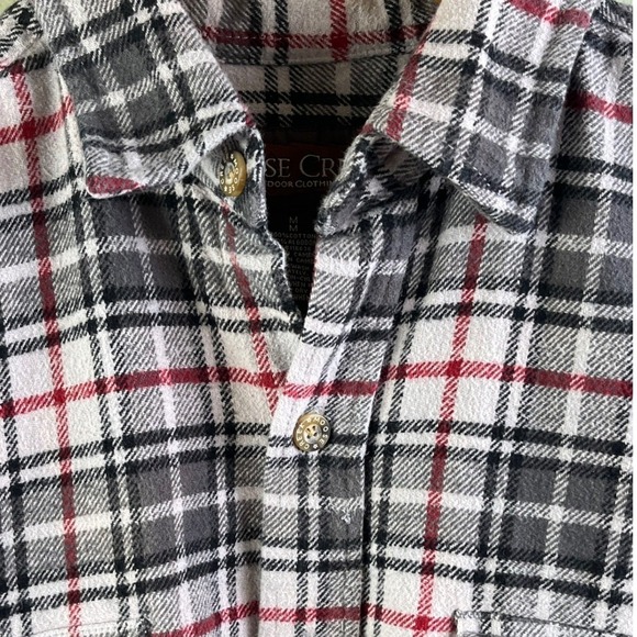 Moose Creek 100% Cotton Gray‎ Red Plaid Heavy Flannel Shirt Size Medium Men's - Picture 2 of 6